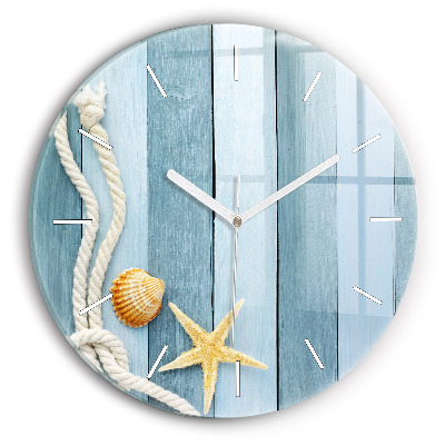 Ceas rotund de perete din sticlă Scânduri în dungi și un papion