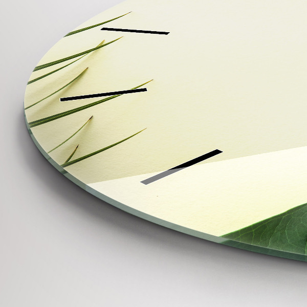 Ceas rotund de perete din sticlă Monstera pleacă