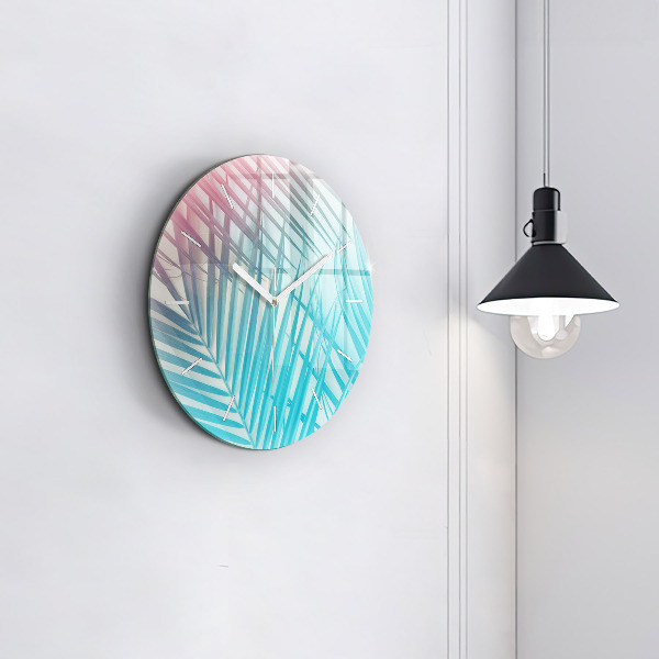 Ceas rotund de perete din sticlă Palmier tropical