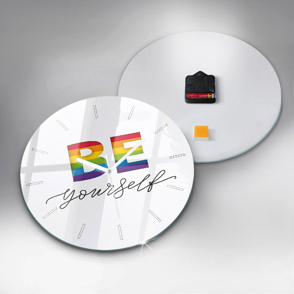 Ceas rotund de perete din sticlă Inscripția Fii tu însuți