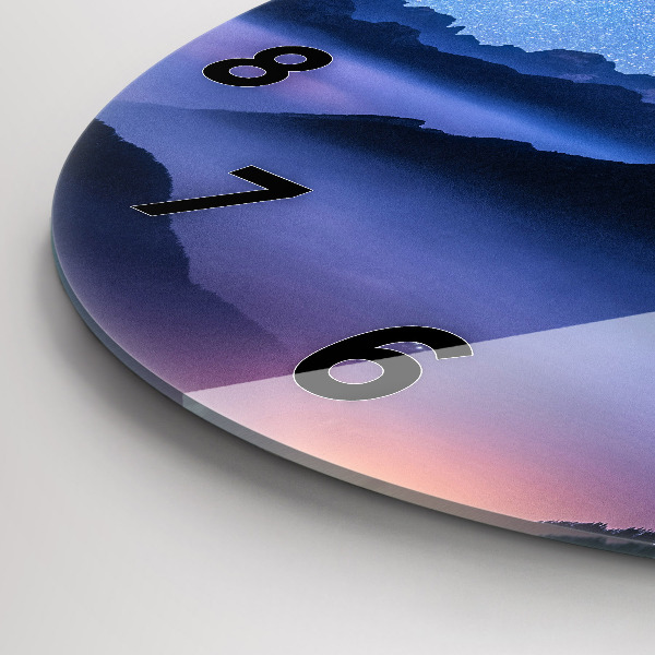 Ceas rotund de perete din sticlă Calea Lactee și munții