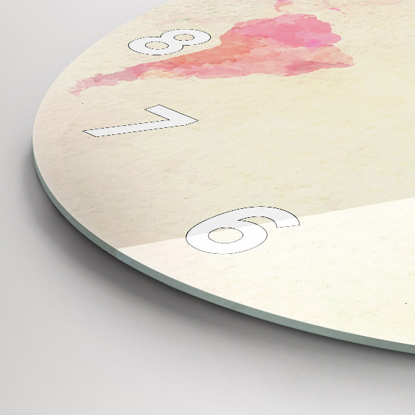 Ceas rotund de perete din sticlă Harta lumii acuarela