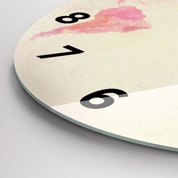 Ceas rotund de perete din sticlă Harta lumii acuarela