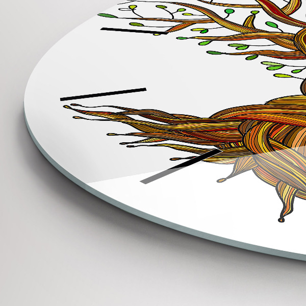 Ceas rotund de perete din sticlă Arborele și rădăcinile