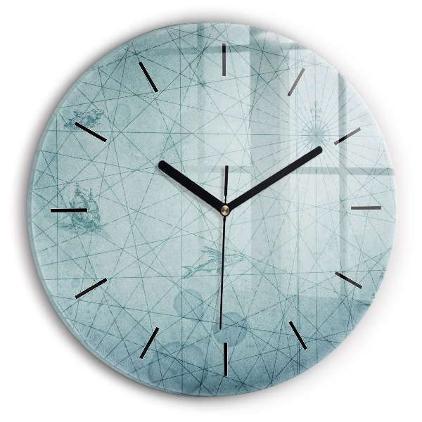 Ceas rotund de perete din sticlă Hartă de epocă