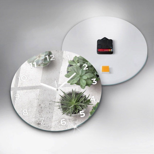 Ceas rotund de perete din sticlă Plante decorative