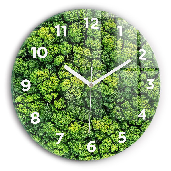 Ceas rotund de perete din sticlă Pădure de sus