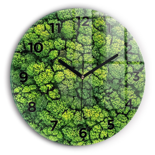 Ceas rotund de perete din sticlă Pădure de sus