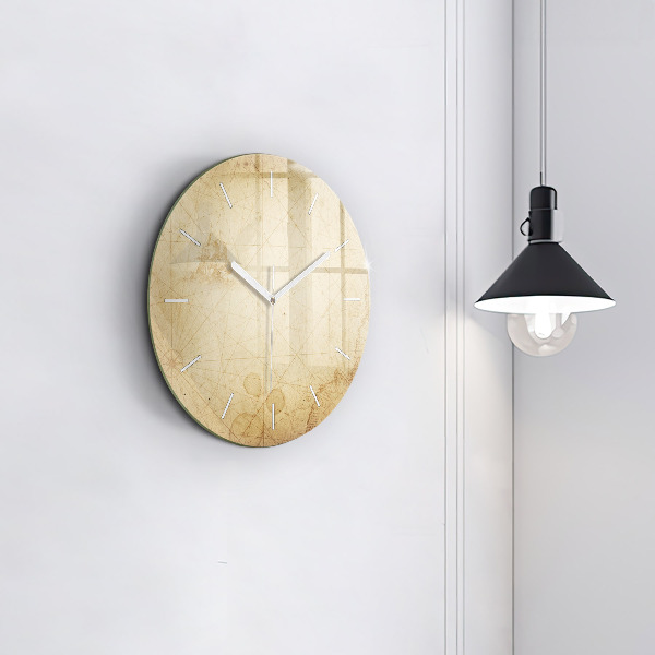 Ceas rotund de perete din sticlă Harta lumii vechi