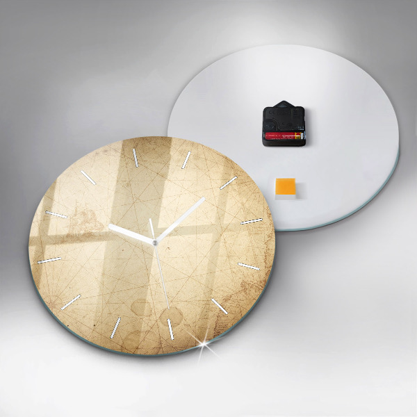 Ceas rotund de perete din sticlă Harta lumii vechi