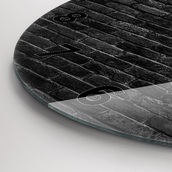 Ceas rotund de perete din sticlă Zid de cărămidă închisă la culoare