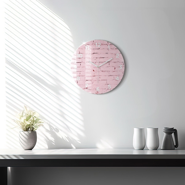 Ceas rotund de perete din sticlă Zid de cărămizi