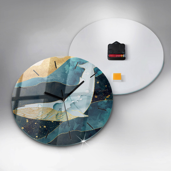 Ceas rotund de perete din sticlă Balenă abstractă