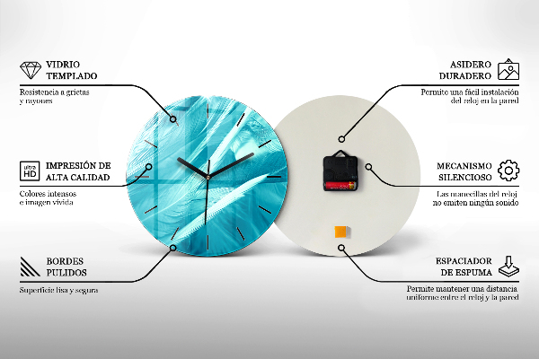 Ceas rotund de perete din sticlă Cremoasă