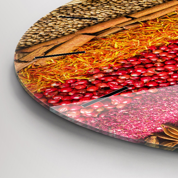 Ceas rotund de perete din sticlă Rânduri de condimente