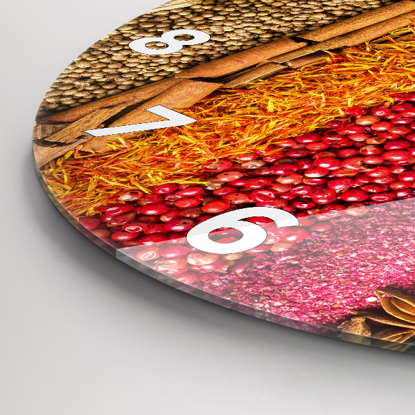 Ceas rotund de perete din sticlă Rânduri de condimente