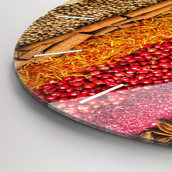 Ceas rotund de perete din sticlă Rânduri de condimente