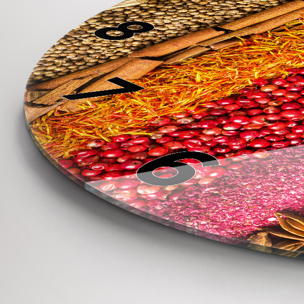 Ceas rotund de perete din sticlă Rânduri de condimente