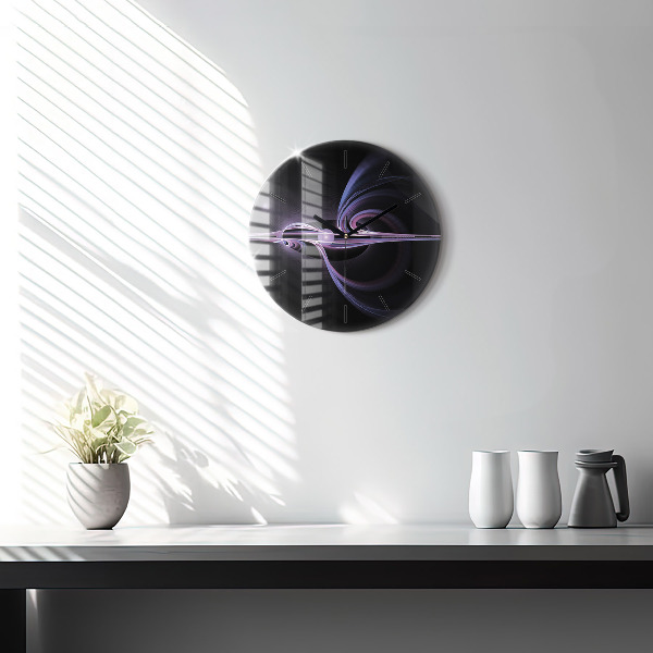 Ceas rotund de perete din sticlă Abstracție violet