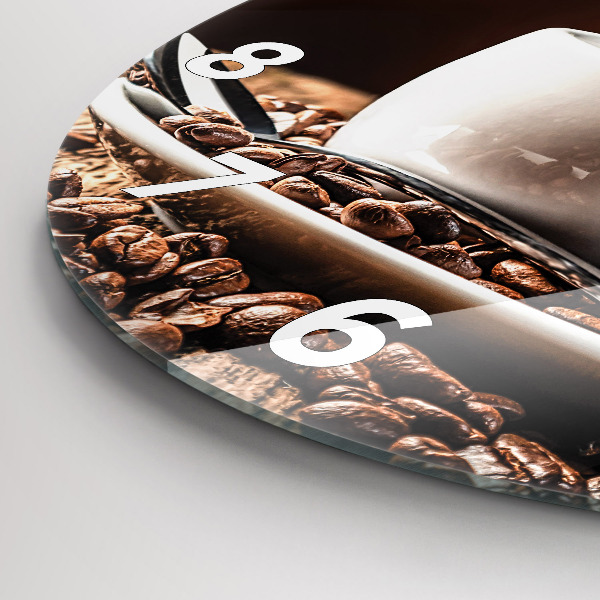 Ceas rotund de perete din sticlă O ceașcă de cafea