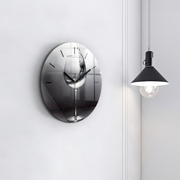 Ceas rotund de perete din sticlă pahar de vin