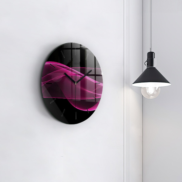 Ceas rotund de perete din sticlă Abstracție roz