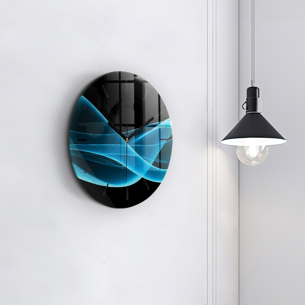 Ceas rotund de perete din sticlă Abstracția albastră