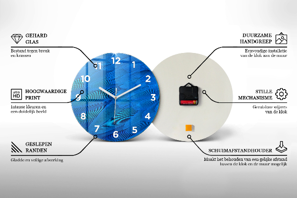 Ceas rotund de perete din sticlă Frunze boho abstracte