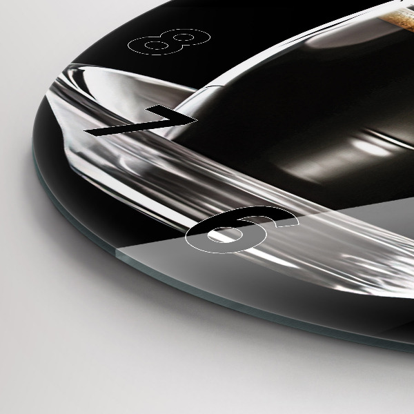 Ceas rotund de perete din sticlă Cafea neagră