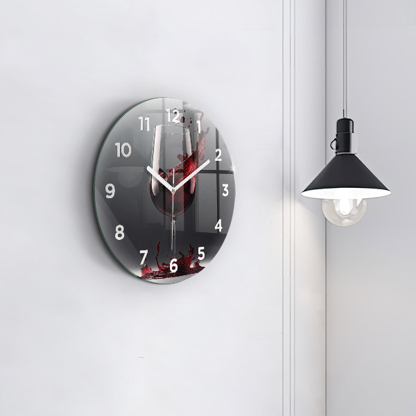 Ceas rotund de perete din sticlă Un pahar de vin roșu