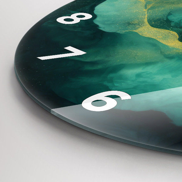 Ceas rotund de perete din sticlă Marmură verde