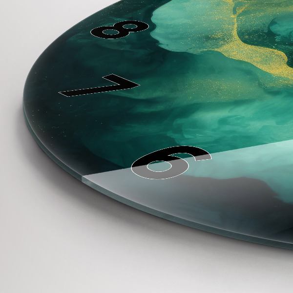 Ceas rotund de perete din sticlă Marmură verde