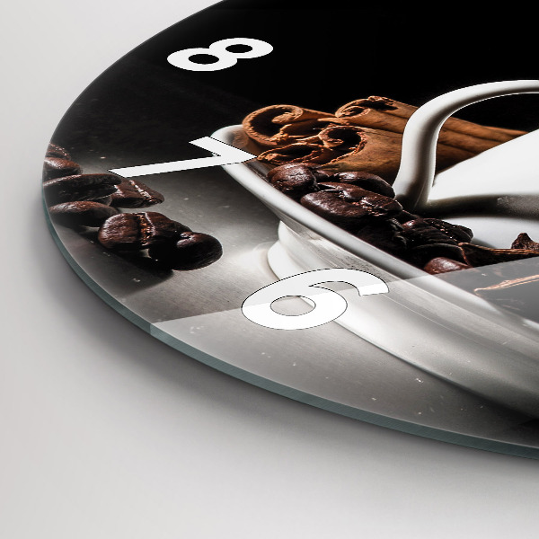 Ceas rotund de perete din sticlă O ceașcă de cafea
