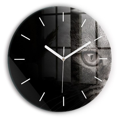 Ceas rotund de perete din sticlă Câine și pisică scoțian