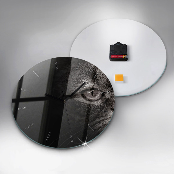 Ceas rotund de perete din sticlă Câine și pisică scoțian