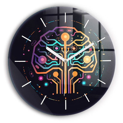 Ceas rotund de perete din sticlă Abstracție colorată