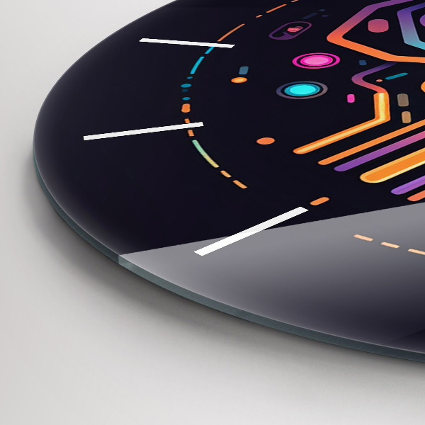 Ceas rotund de perete din sticlă Abstracție colorată