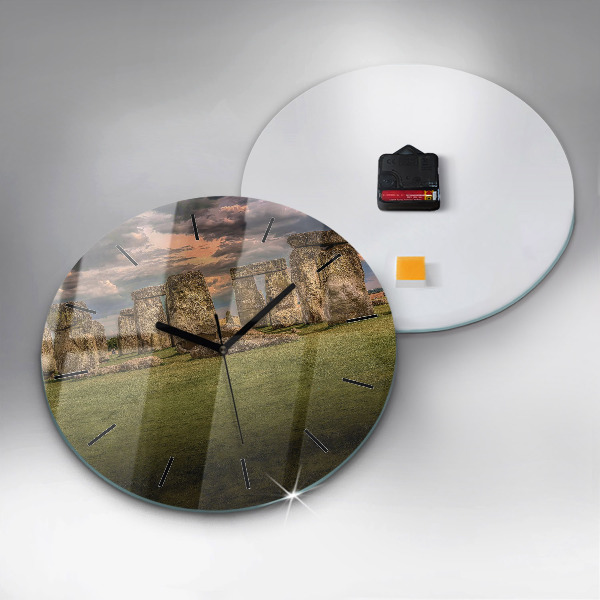 Ceas rotund de perete din sticlă Stonehenge Nimbostratus