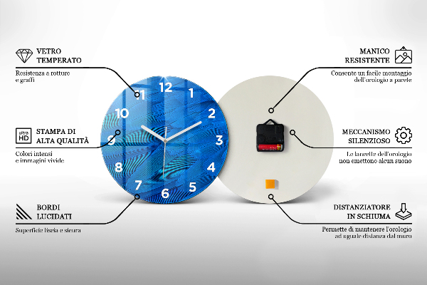 Ceas rotund de perete din sticlă Abstracția neagră