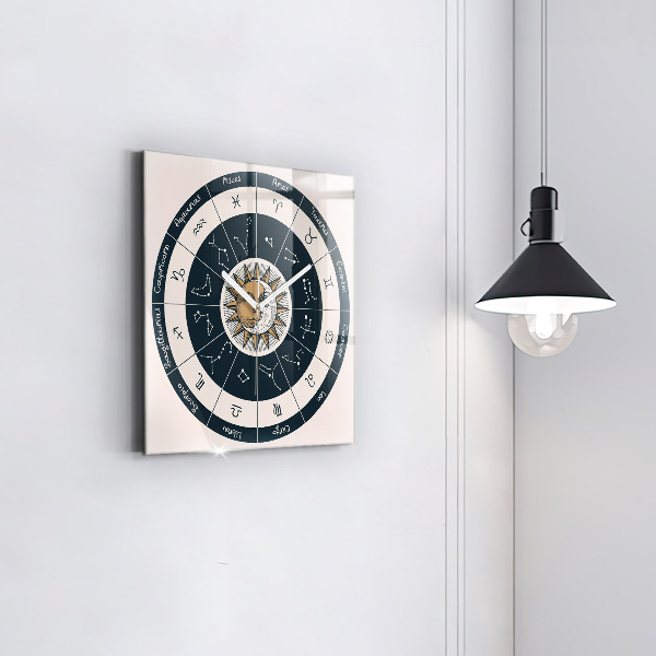 Ceas din sticlă pătrat Souhvězdí zvěrokruhu na modrém pozadí