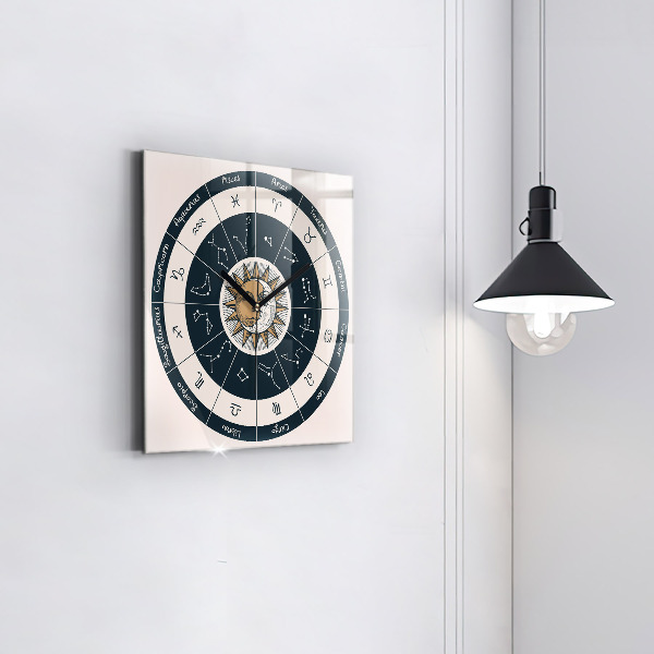 Ceas din sticlă pătrat Souhvězdí zvěrokruhu na modrém pozadí