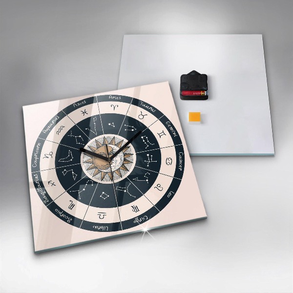 Ceas din sticlă pătrat Souhvězdí zvěrokruhu na modrém pozadí