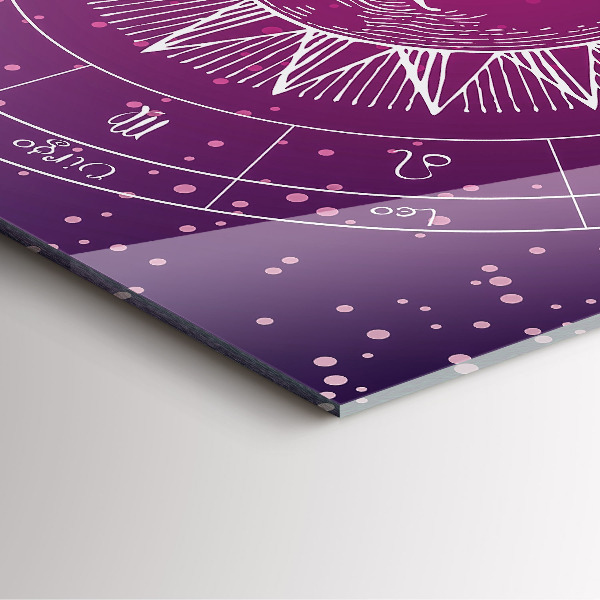 Ceas din sticlă pătrat Souhvězdí zvěrokruhu na fialovém pozadí