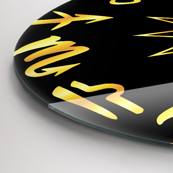 Ceas din sticlă rotund Zlatá znamení zvěrokruhu a slunce