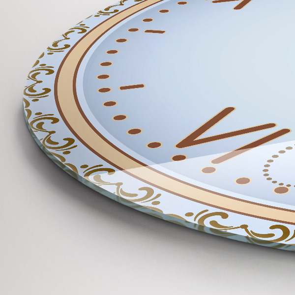 Ceas din sticlă rotund Modré květy